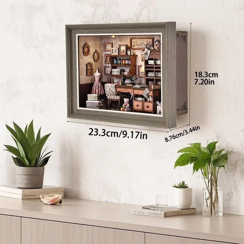 DIY 3D-ramka na zdjęcia zestaw do budowy - Pracownia krawiecka Lily | Miniaturowe diorama