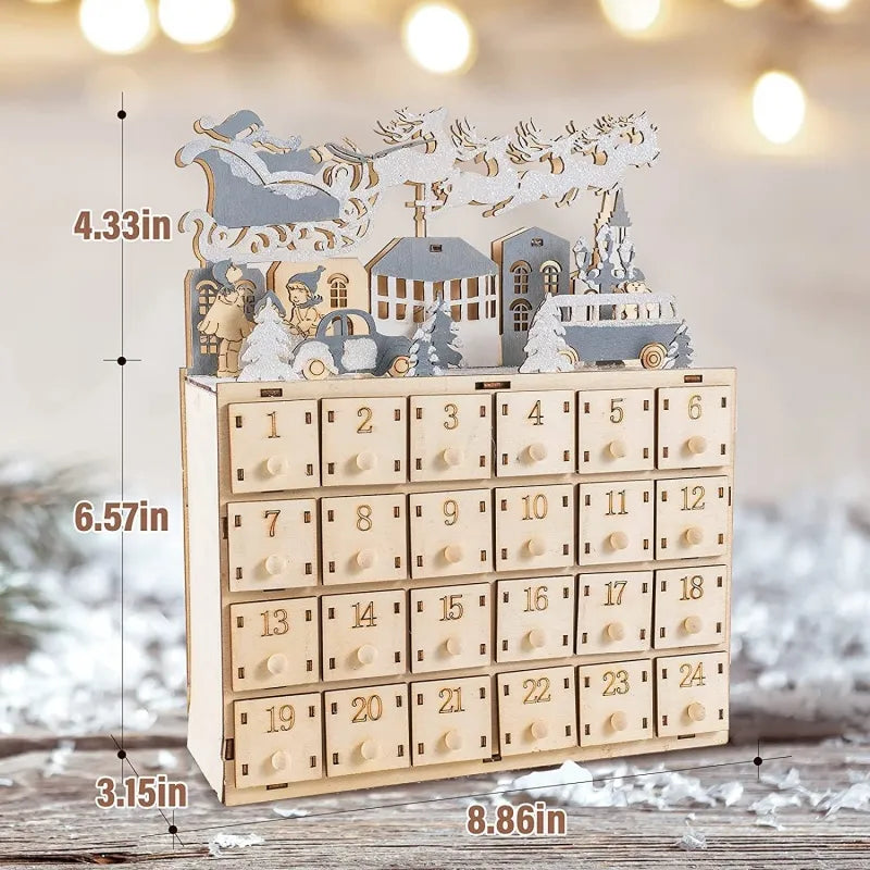 Wooden Advent Calendar with LED Lights