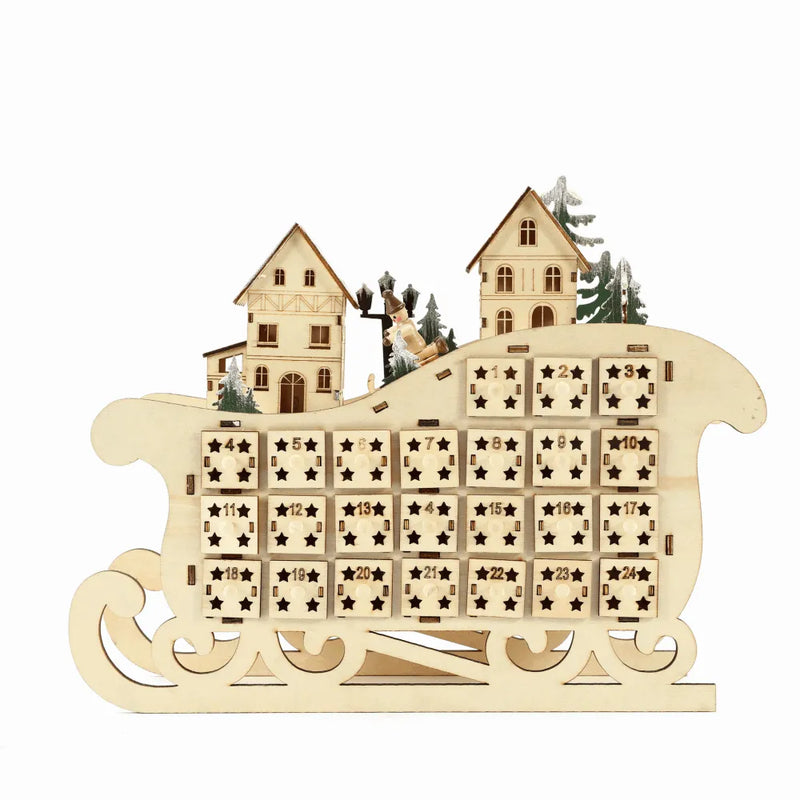 Wooden Christmas Village Advent Calendar
