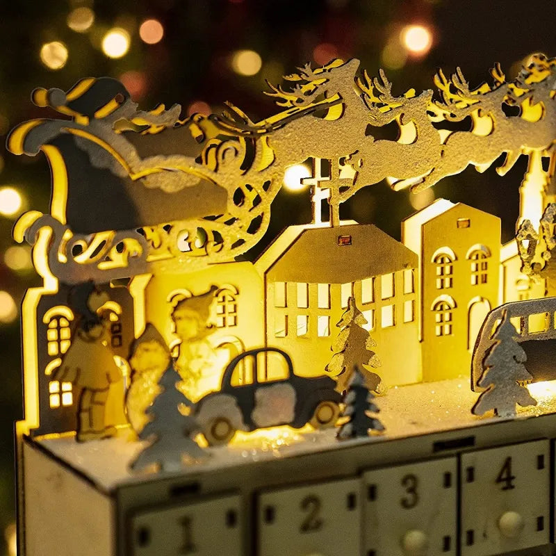 Wooden Advent Calendar with LED Lights